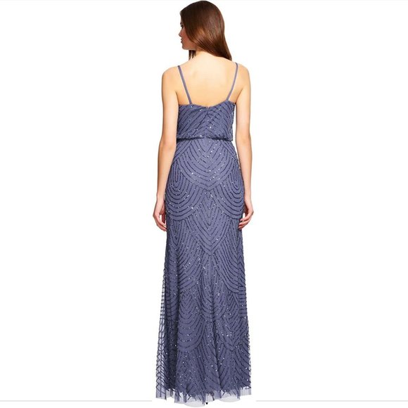 NEW Adrianna Papell Embellished Blouson Gown in Dark Heather [Size 2‎ ] - Picture 10 of 12